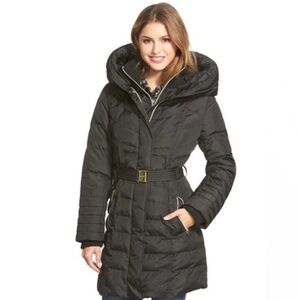 Kensie Puffer Coat- exaggerated hood, black, size S